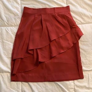 Salmon mini ruffle skirt